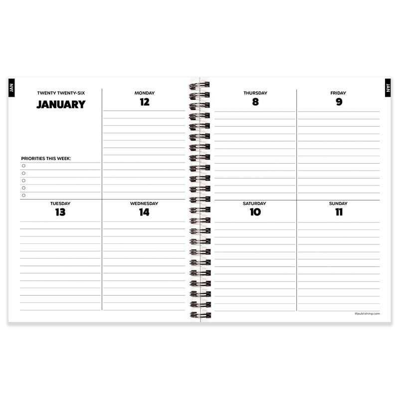 TF Publishing 2026 Maxine Medium Weekly Monthly Planner with 12-Month Calendar Grid, Goals and Task Trackers - Weekly Schedule Planner w/Priority List Section and Stickers - 6.5in x 8in - Image 3